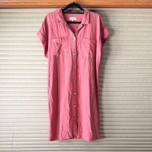 Peach Button-Up Midi Dress